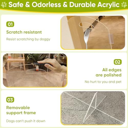 Clear Acrylic Dog Gate, 3-Panel Freestanding Pet Fence - Image 6