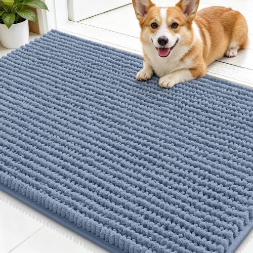 Smiry Dog Door Mat for Muddy Paws 30x20, Ultra Absorbent Chenille Doormat by Smiry