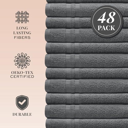 White Classic Wealuxe Dark Gray Washcloths 48 Pack - Image 2