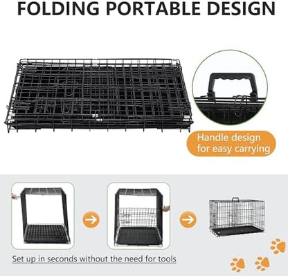 FDW | 42" Foldable Metal Dog Crate | Dark Black | Cage - Image 5