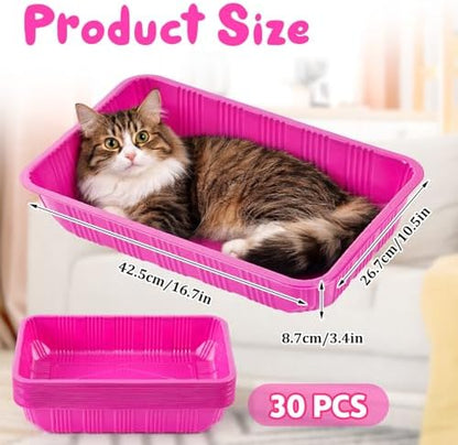 Tessco for you 30 Pack Disposable Litter Boxes for Cats, Rose Red - Image 2