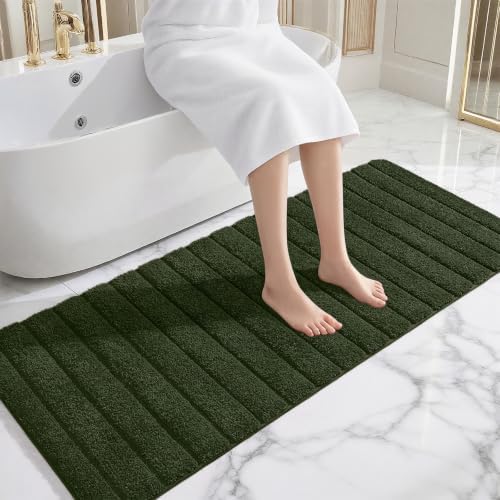AROGAN Luxury Long Bathroom Runner Rugs 24x72 Inch Bath Rug, Olive Green - Image 3