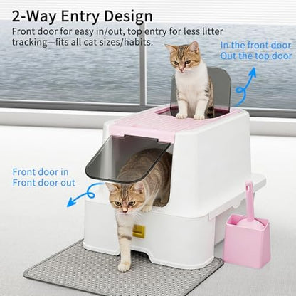 RIZZARI Pink Cat Litter Box: Covered Top Entry - Image 3
