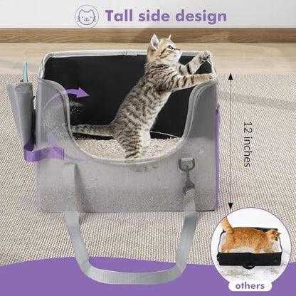 pidipiti Portable Leakproof Tall-Side cat Litter Box, - Image 4