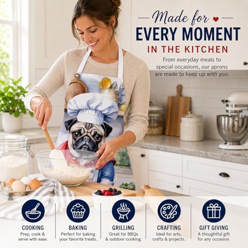 Caroline's Treasures Pug The Chef Apron Cooking Kitchen Server Baking Crafts - Image 6