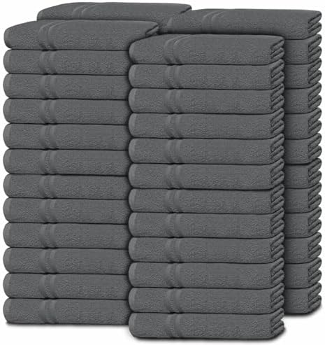 White Classic Wealuxe Dark Gray Washcloths 48 Pack by WhiteClassic
