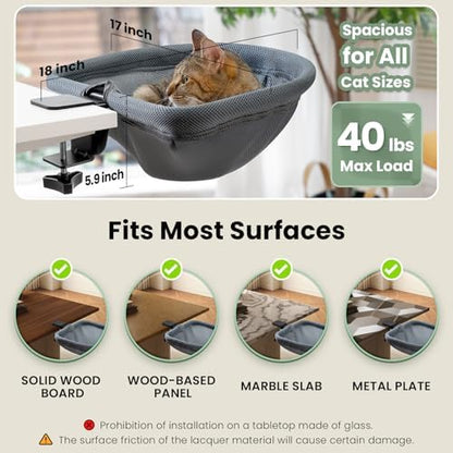 JUNSPOW Cat Desk Bed One-Click Folding, Maximum Holds 40lb - Image 6
