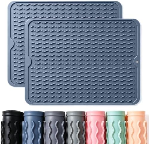 CAKETIME 2 Pack Silicone Dish Drying Mat by CAKETIME