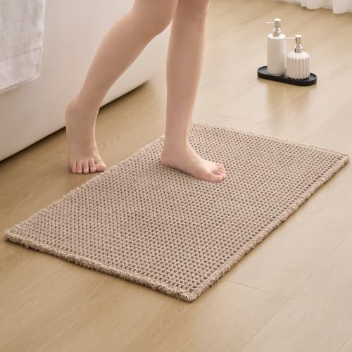 ILANGO Upgraded Waffle Bath Rug 16x24, Super Absorbent Non Slip Bath Mat by ILANGO