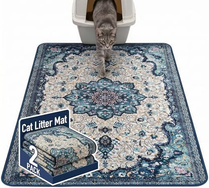 Hompet Cat Litter Mat 2 Pack, 48x60 Large Machine Washable Trapping Mats by Hompet