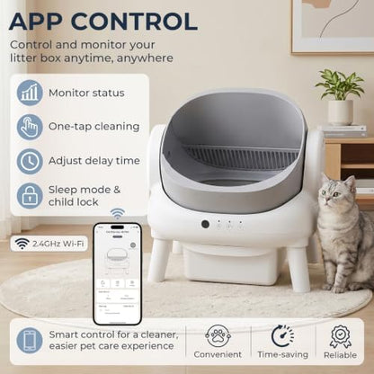 Automatic Litter Box, Open Top Self Cleaning Litter Box Grey - Image 2