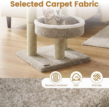 PETSITE 24-inch Small Cat Tree, 2 Comfy Cat Beds, and Interactive Hanging Ball - Image 5