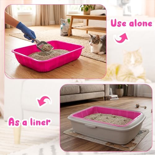 Tessco for you 30 Pack Disposable Litter Boxes for Cats, Rose Red - Image 4
