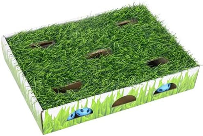 Catstages Grass Patch Hunting Box Cat Toy, Faux Grass & 3 Balls by Catstages
