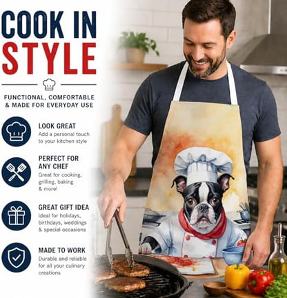 Caroline's Treasures Boston Terrier The Chef Apron Cooking Kitchen Server - Image 2
