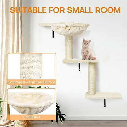 Cat Wall Shelves, Space-Saving Wall-Mounted Cat Climbing Set - Image 5