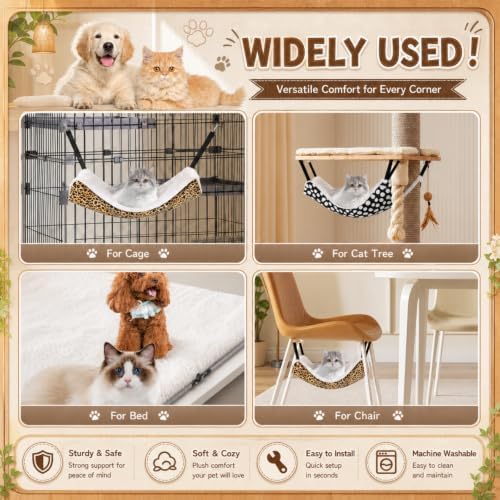 Jetec 2 Pack Cat Hammock for Cage, Leopard and Dot - Image 2