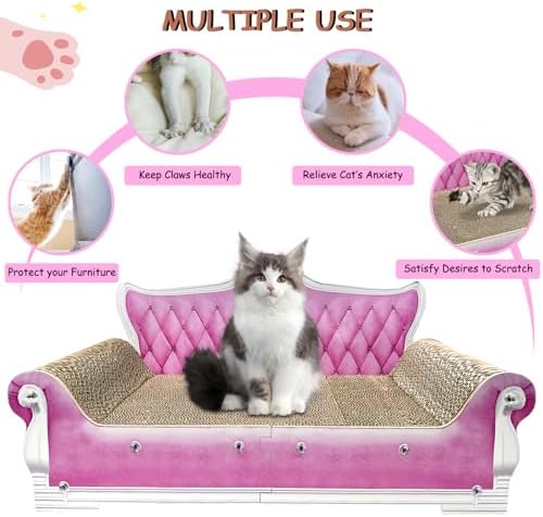 Luxury Cardboard Cat Scratcher Sofa Bed, Couch Shaped Scratching Board - Image 4