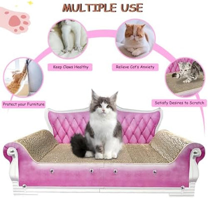 Luxury Cardboard Cat Scratcher Sofa Bed, Couch Shaped Scratching Board - Image 4