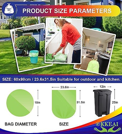 OKKEAI Green Garbage Bags 13 Gallon Tall Kitchen - Image 2