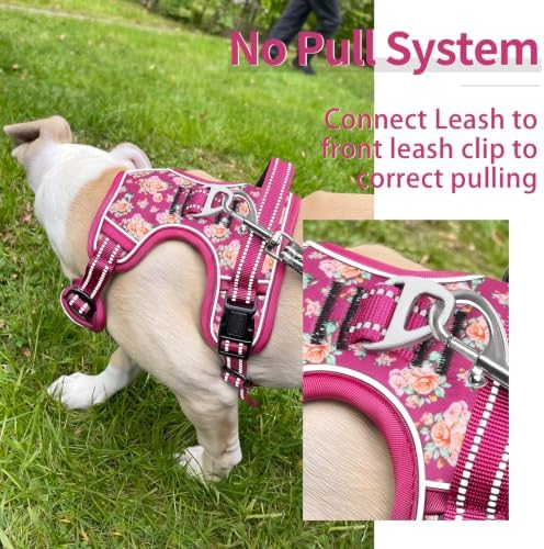 HEELE Dog Harness, Reflective, No Pull No Choke, Flower Rose - Image 4