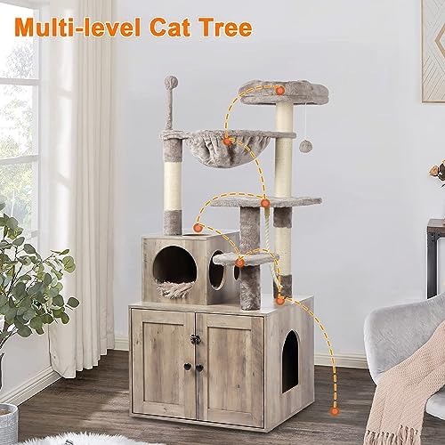 Timberer Cat Tree with Litter Box Enclosure, 2-in-1 Cat Tower - Image 4
