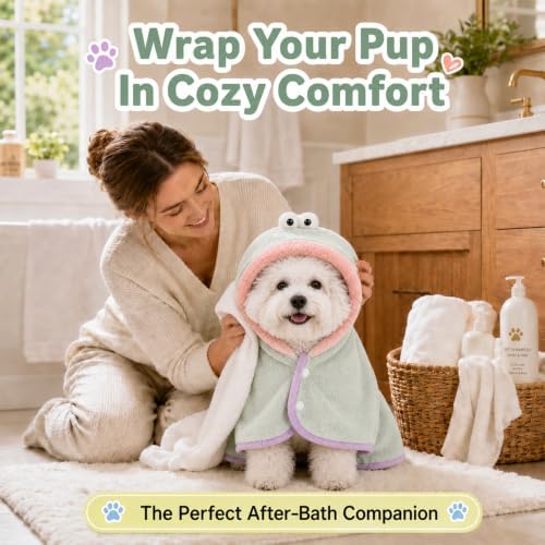 Dog Bathrobe Towel, Soft Hooded Dog Drying Wrap - Image 3