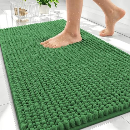 OLANLY Thick Chenille Absorbent Bathroom Rugs Mat 30x20, Olive Green by OLANLY