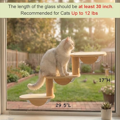 Cat Window Ladder, 3-Level Solid Pine Steps - Image 3