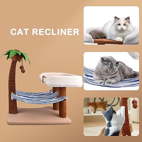 Cat Scratching Post w/Perch & Hammock, 29.5" Tall Cat Palm Tree - Image 5