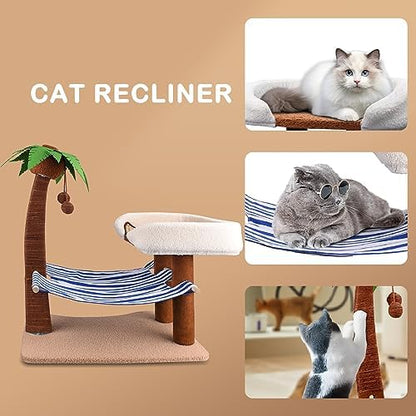 Cat Scratching Post w/Perch & Hammock, 29.5" Tall Cat Palm Tree - Image 5