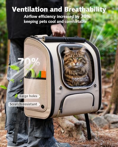 Pecute Cat Backpack Carrier, Large Space Cat Bubble Backpack - Image 5