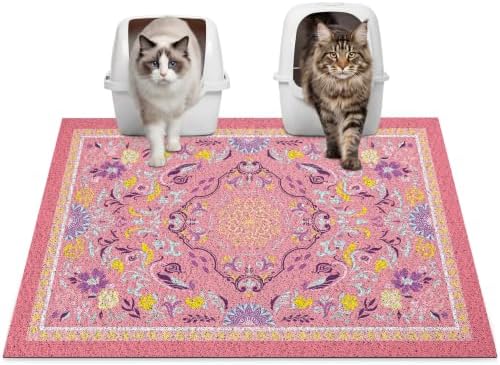 Glittme Cat Litter Mat with Non-Slip Bottom Litter Box Mat 33"X22" Litter by Glittme