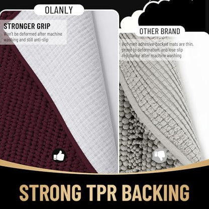 OLANLY Thick Chenille Small Bathroom Rugs Mats 24x16 - Image 5