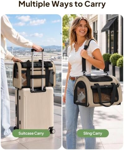 Backpackable Cat Carrier 17"x11"x11", Soft-Sided Collapsible Pet Carrier - Image 3