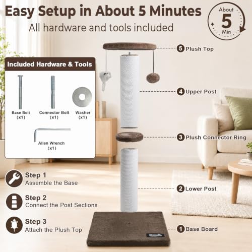 34-Inch Tall Cat Scratching Post - Image 6