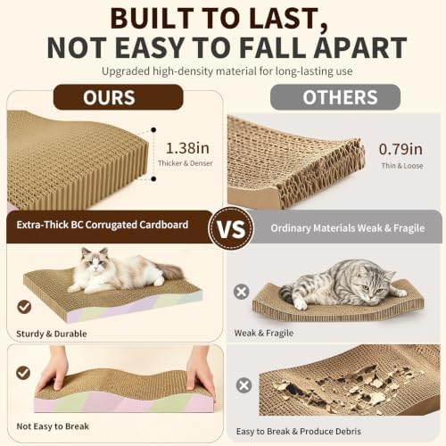 2-Pack Cardboard Cat Scratcher, Reversible & Sturdy - Image 5