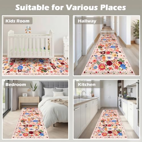 Blush Runner Rug for Hallways Kitchen 2x8 - Image 3