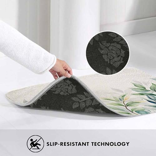 Watercolor Leaf Bath Mats for Bathroom Hand Paint Leaves Floor Bath Rugs - Image 5