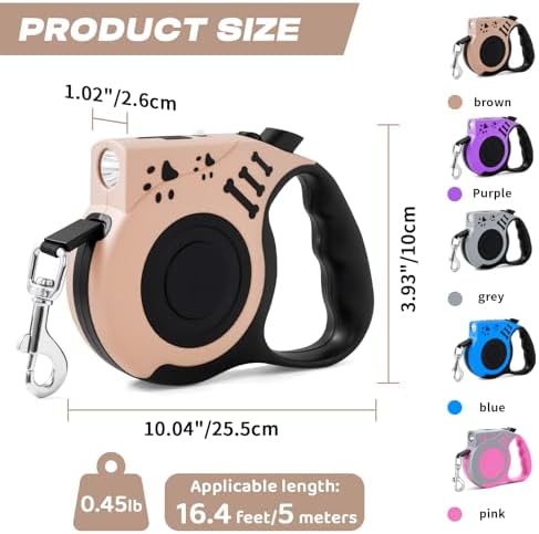 Retractable Dog Leash with USB Rechargeable Flashlight - Image 3