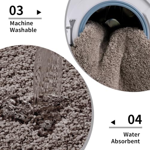 Disolla Taupe Grey Bathroom Rugs 17x24, Non-Slip Plush Small Bath Mat - Image 5