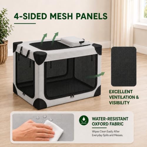 36 Inch Collapsible Soft Dog Crate, Travel Kennel - Image 3