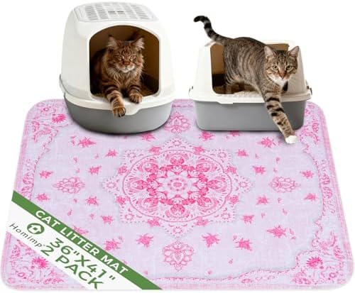 Homimp Cat Litter Mat 2 Pack, Litter Trapping Mat Contains Mess from Box by HOMIMP