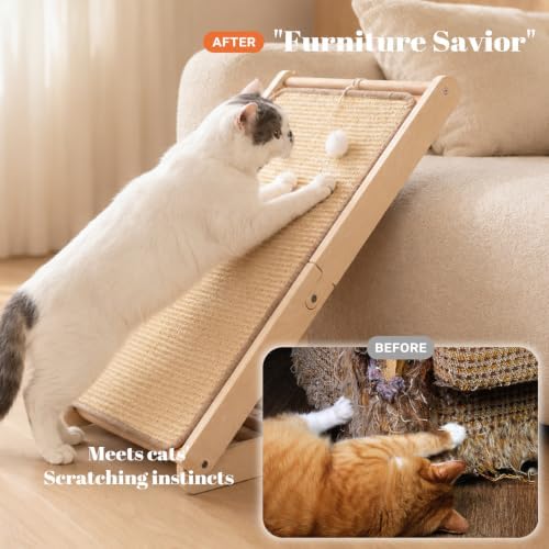 CHEERHOME PETS Sisal Cat Scratcher Ramp Adjustable L Shape Scratching Post - Image 4