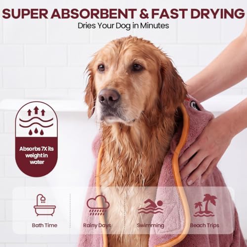 DENTRUN Dog Robes for After Bath Super Absorbent Fast Drying Coat - Image 2