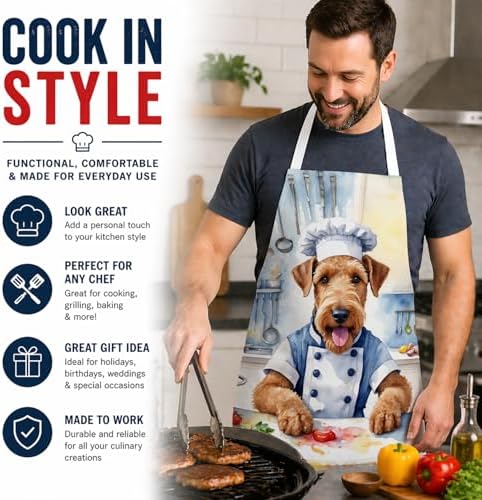Caroline's Treasures Airedale Terrier The Chef Apron Cooking Kitchen Server - Image 2