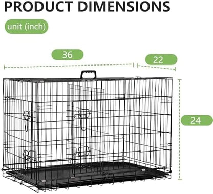 FDW | 36" Foldable Metal Dog Crate | Dark Black | Cage - Image 6