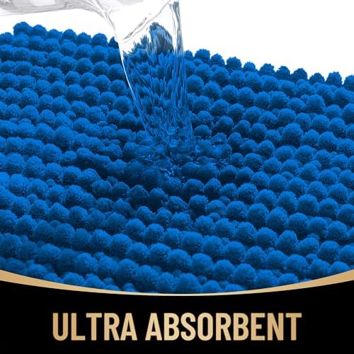 OLANLY Thick Chenille Absorbent Bathroom Rugs Mat 36x24, Deep Navy Blue - Image 3
