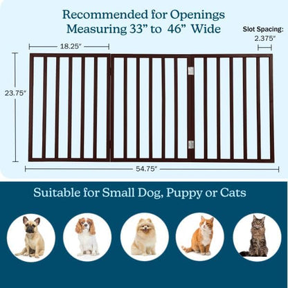 PETMAKER Pet Gate, 3 Panel Freestanding Dog Gate Indoor, 54”x23.75” - Image 2