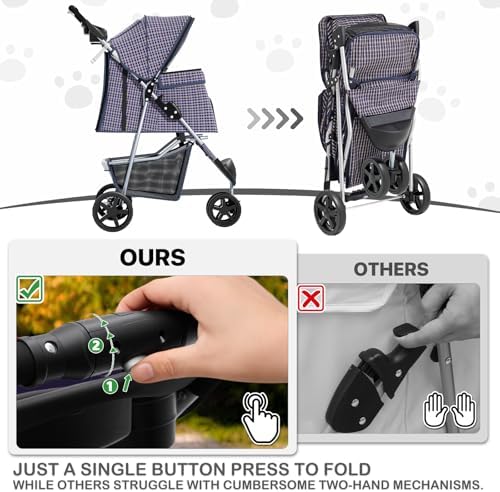 MoNiBloom Pet Stroller for Small/Medium Dogs and Cats up to 33 lbs - Image 7